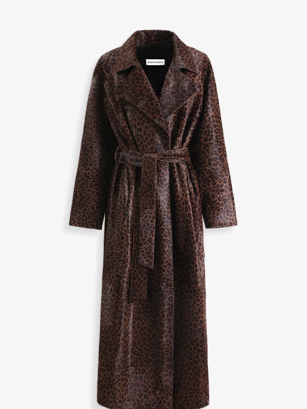 Nour Hammour Pony Hair Leopard Print Trench Coat